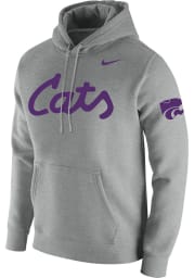 Nike K-State Wildcats Mens Grey 2019 Football Club Fleece Long Sleeve Hoodie