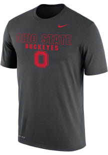 Ohio State Buckeyes Grey Nike Dri-FIT Wordmark Short Sleeve T Shirt