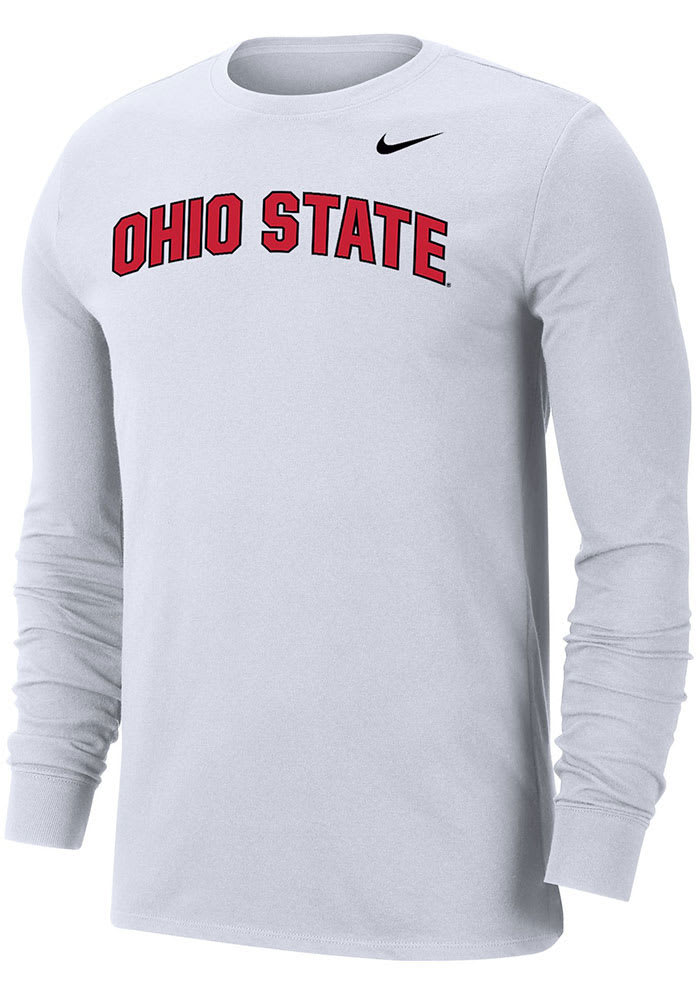 Nike Ohio State Buckeyes White Dri-FIT Arch Name Long Sleeve T Shirt