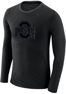 Mens Ohio State Buckeyes Black Nike Marled Tonal Logo Tee