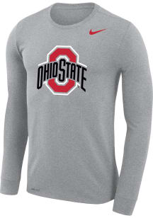 Mens Ohio State Buckeyes Grey Nike Legend Logo Long Sleeve T-Shirt
