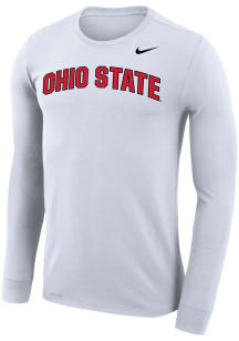 Mens Ohio State Buckeyes White Nike Arch Name Legend Long Sleeve T-Shirt