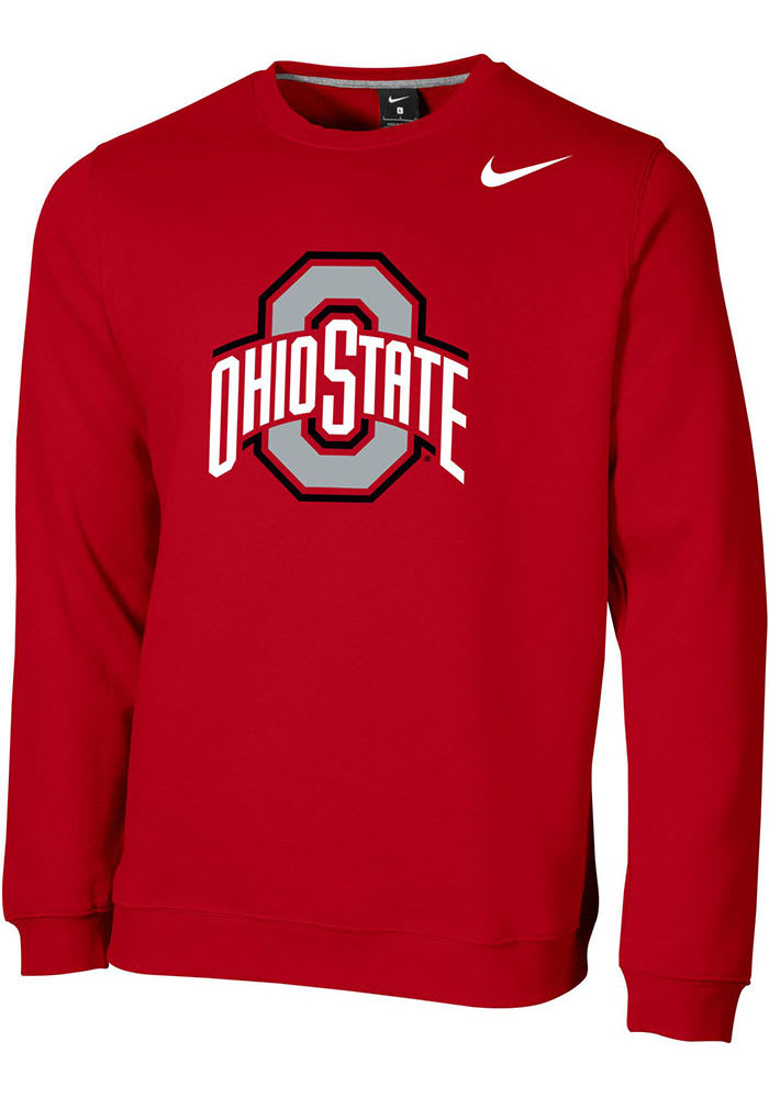 Nike Ohio State Buckeyes Club Fleece Logo Crew Sweatshirt - Red