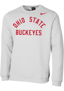 Mens Ohio State Buckeyes White Nike Club Fleece Crew Sweatshirt