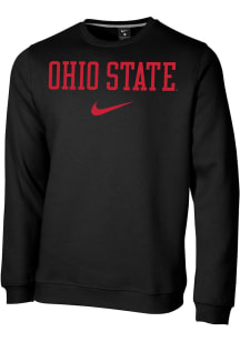 Nike Ohio State Buckeyes Mens Black Club Fleece Long Sleeve Crew Sweatshirt