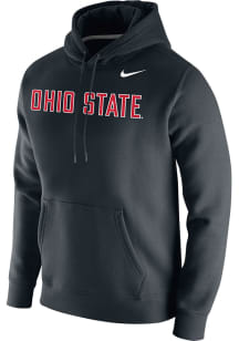 Mens Ohio State Buckeyes Black Nike Wordmark Club Fleece Hooded Sweatshirt