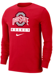 Nike Ohio State Buckeyes Red Dri-FIT Hockey Long Sleeve T Shirt