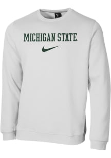 Nike Michigan State Spartans Mens White Club Fleece Long Sleeve Crew Sweatshirt
