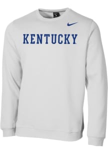 Nike Kentucky Wildcats Mens White Wordmark Club Fleece Long Sleeve Crew Sweatshirt