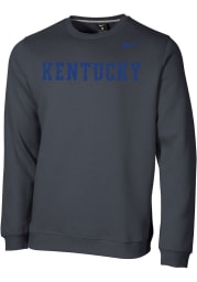 Nike Kentucky Wildcats Mens Grey Wordmark Club Fleece Long Sleeve Crew Sweatshirt