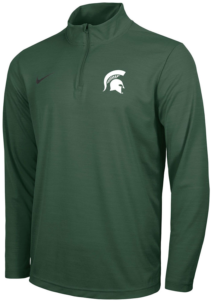 Nike Michigan State Spartans Mens Green Intensity Long Sleeve 1/4 Zip Pullover