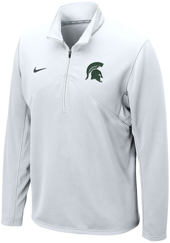 Nike Michigan State Spartans Mens White Dri-FIT Training Long Sleeve 1/4 Zip Pullover