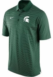 Nike Michigan State Spartans Mens Green Stadium Stripe Short Sleeve Polo
