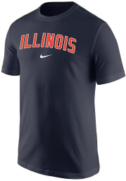Nike Illinois Fighting Illini Navy Blue Arch Name Core Short Sleeve T Shirt
