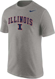Illinois Fighting Illini Grey Nike Arch Mascot Core Short Sleeve T Shirt