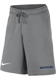 Mens Michigan Wolverines Grey Nike Club Fleece Shorts