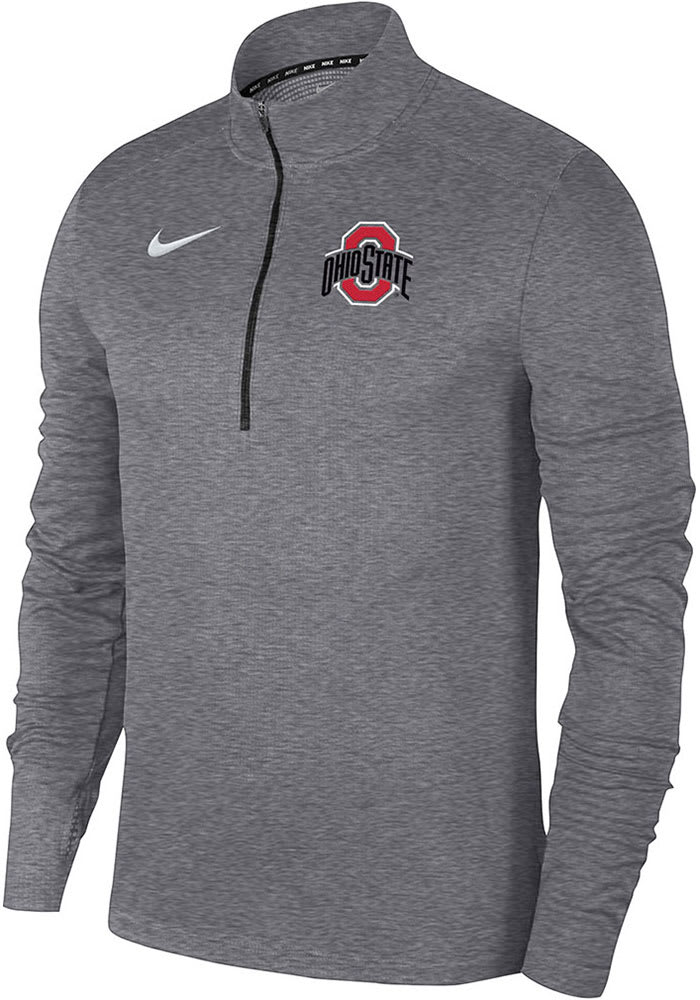 Nike Ohio State Buckeyes Mens Grey Pacer Long Sleeve 1/4 Zip Pullover