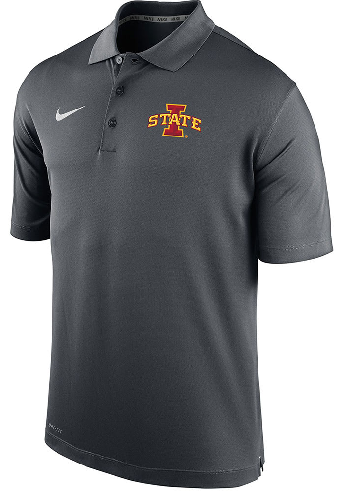 Nike Iowa State Cyclones Mens Grey Varsity Logo Short Sleeve Polo