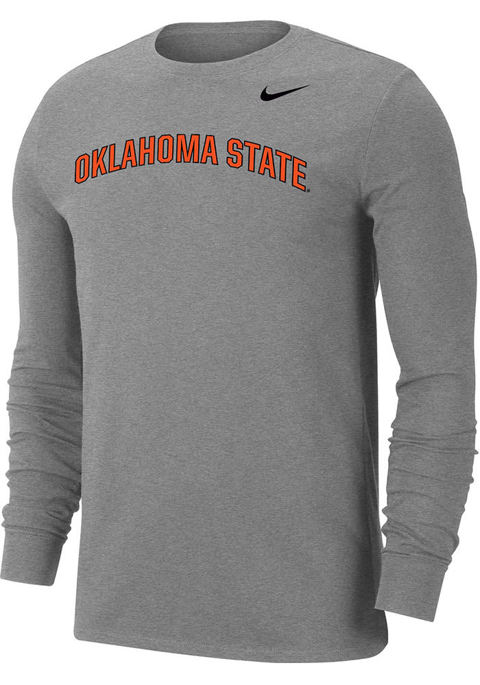 Nike Oklahoma State Cowboys Grey Dri-FIT Arch Name Long Sleeve T Shirt