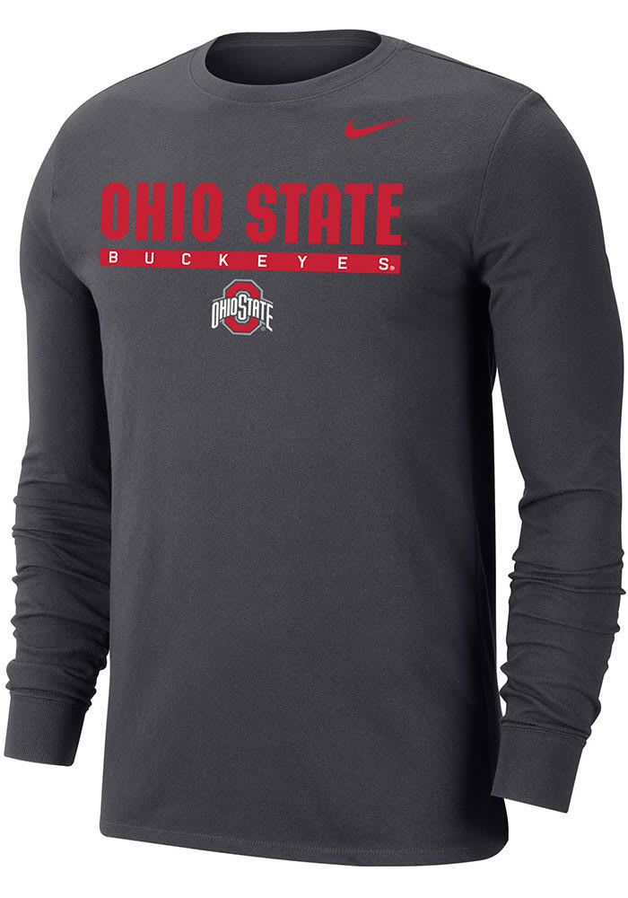 Nike Ohio State Buckeyes Dri-FIT Stacked Long Sleeve T Shirt ANTHRACITE