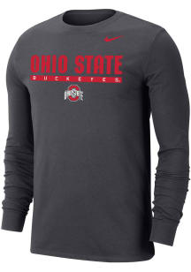 Nike Ohio State Buckeyes Grey Dri-FIT Stacked Long Sleeve T Shirt