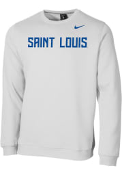 Nike Saint Louis Billikens Mens White Club Fleece Wordmark Long Sleeve Crew Sweatshirt