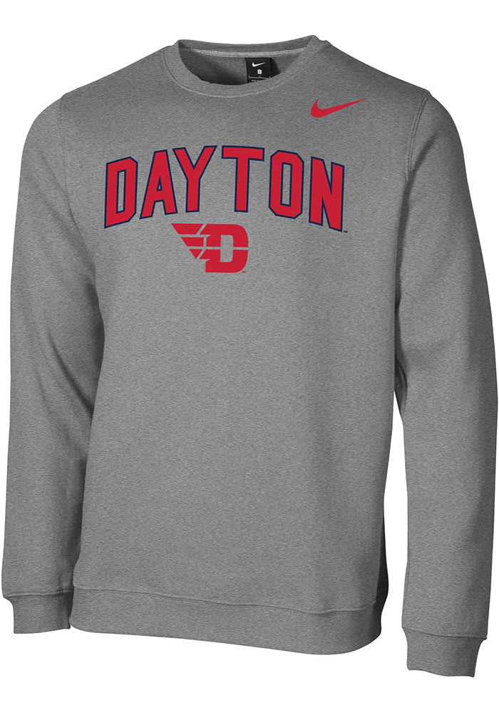 Nike Dayton Flyers Mens Grey Club Fleece Long Sleeve Crew Sweatshirt