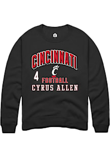 Cyrus Allen Cincinnati Bearcats Mens Black Football NIL Arch Logo Player Crew