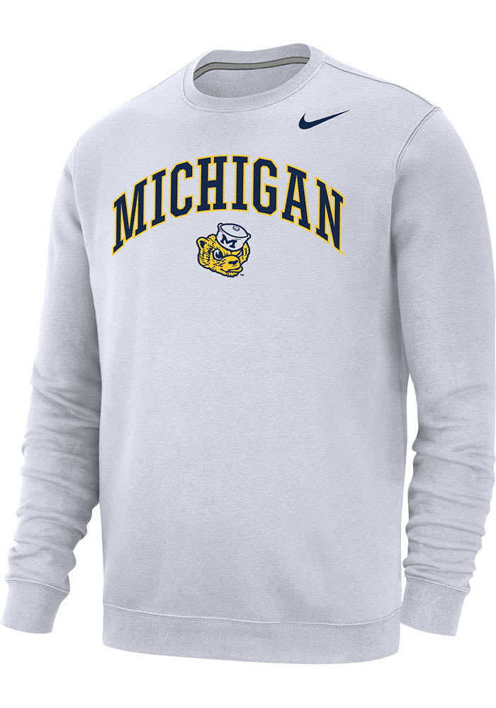Nike Michigan Wolverines Club Fleece Crew Sweatshirt - White