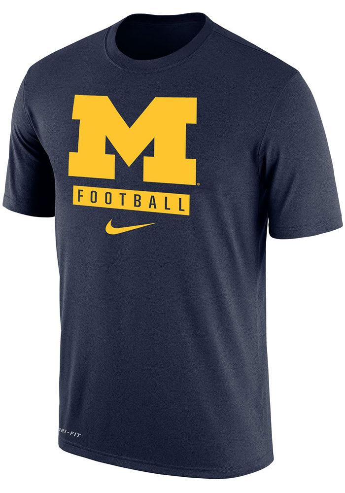 Nike Michigan Wolverines NAVY Football Dri-FIT Short Sleeve T Shirt