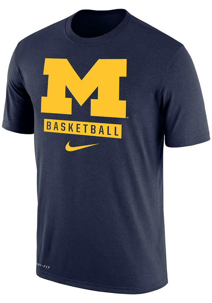 Nike Michigan Wolverines Navy Blue Dri-FIT Basketball Short Sleeve T Shirt