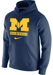 Mens Michigan Wolverines Navy Blue Nike Club Fleece Hooded Sweatshirt
