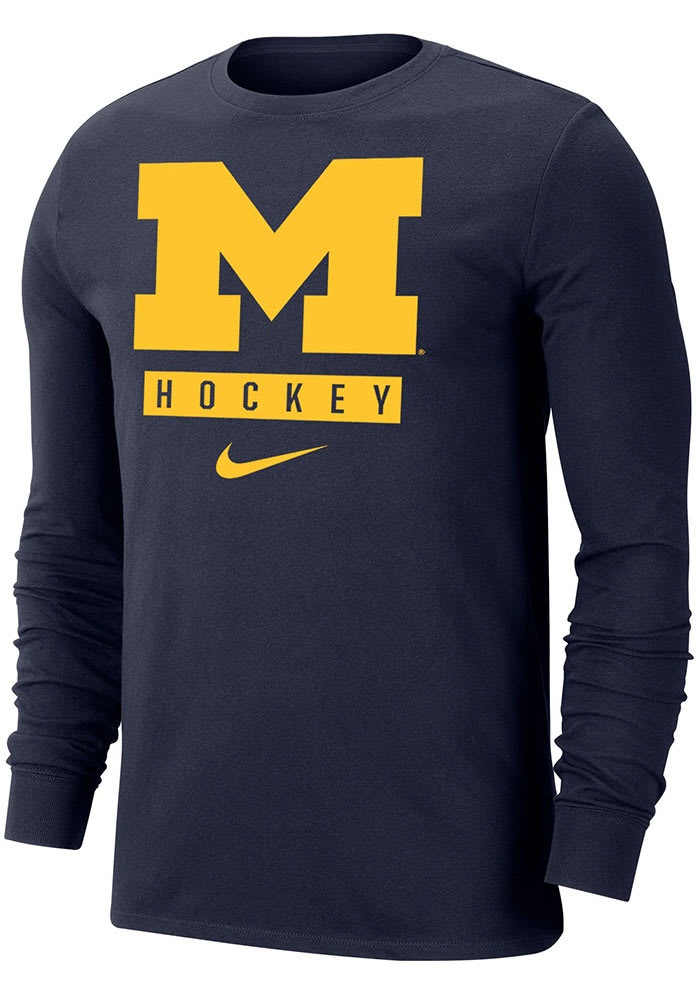 Nike Michigan Wolverines Navy Blue Dri-FIT Hockey Long Sleeve T Shirt