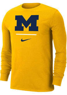 Mens Michigan Wolverines Yellow Nike Dri-FIT Big Logo Tee