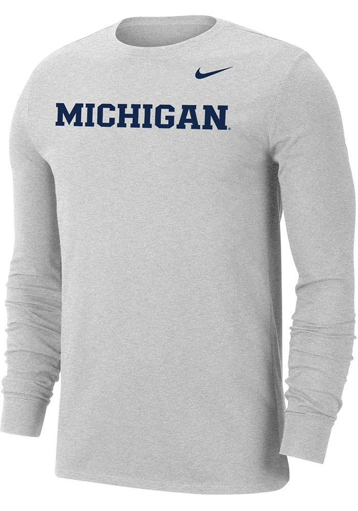 Nike Michigan Wolverines Grey Dri-FIT Long Sleeve T Shirt