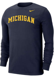 Mens Michigan Wolverines Navy Blue Nike Dri-FIT Arch Name Tee