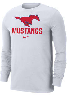Nike SMU Mustangs White Dri-FIT Name Drop Long Sleeve T Shirt