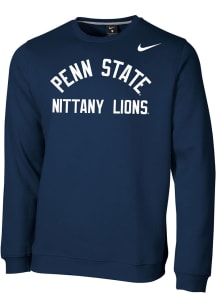 Mens Penn State Nittany Lions Navy Blue Nike Club Fleece Crew Sweatshirt