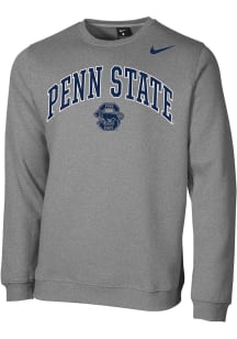Mens Penn State Nittany Lions Grey Nike Club Fleece Crew Sweatshirt