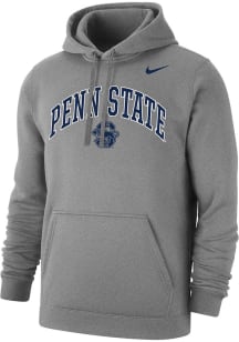 Mens Penn State Nittany Lions Grey Nike Club Fleece Hooded Sweatshirt