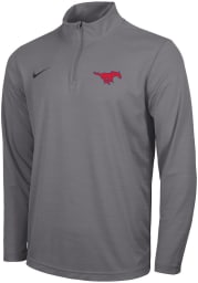 Nike SMU Mustangs Mens Grey Intensity Logo Long Sleeve 1/4 Zip Pullover