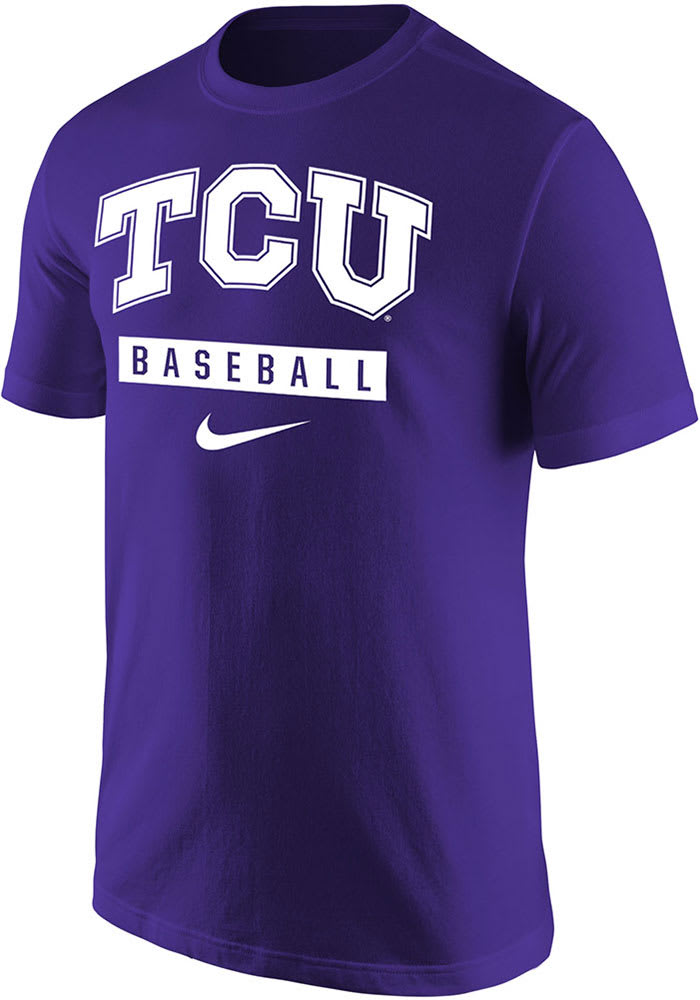 Nike TCU Horned Frogs Purple Core Baseball Short Sleeve T Shirt