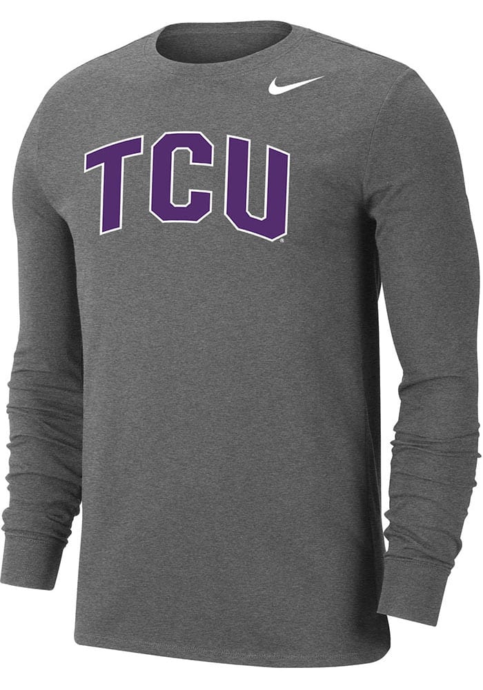 Nike TCU Horned Frogs Grey Dri-FIT Arch Name Long Sleeve T Shirt