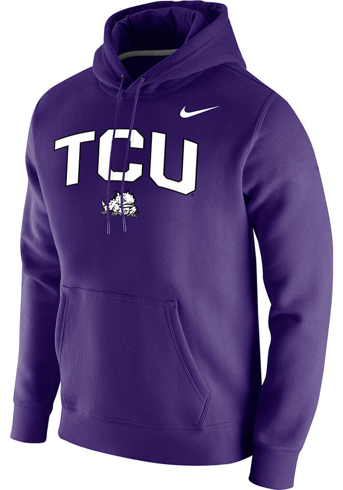 Nike TCU Horned Frogs Mens Purple Club Fleece Arch Mascot Long Sleeve Hoodie