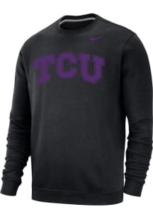 Nike TCU Horned Frogs Mens Black Club Fleece Wordmark Long Sleeve Crew Sweatshirt