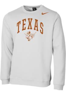 Nike Texas Longhorns Mens White Club Fleece Long Sleeve Crew Sweatshirt