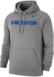 Nike Creighton Bluejays Mens Grey Wordmark Club Fleece Long Sleeve Hoodie