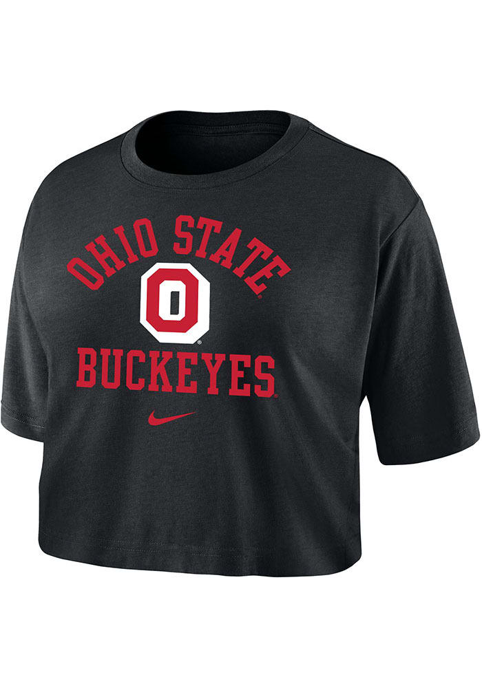 Nike Ohio State Buckeyes Womens Dri-FIT Cotton Crop T-Shirt - Black