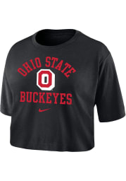 Nike Ohio State Buckeyes Womens Black Dri-FIT Cotton Crop Short Sleeve T-Shirt