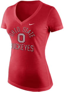 Nike Ohio State Buckeyes Womens Red Triblend Mid Short Sleeve T-Shirt